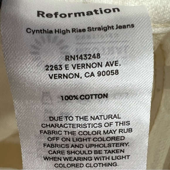 NWT Reformation Cynthia High Rise Straight Jeans Size 27 - Picture 11 of 16